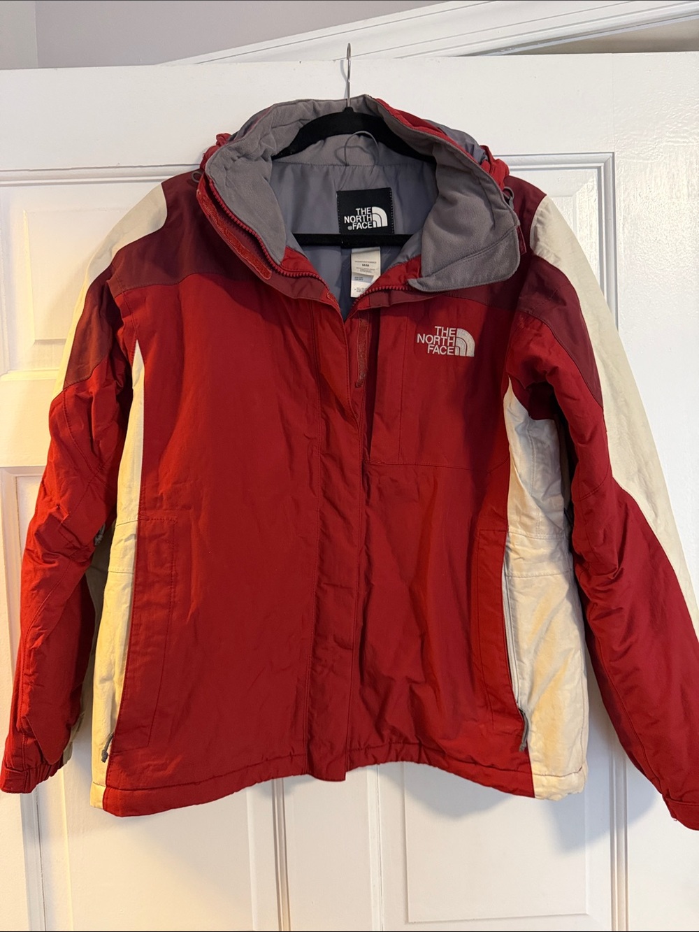 The North Face Women's Winter Jacket with Hood - Red and White